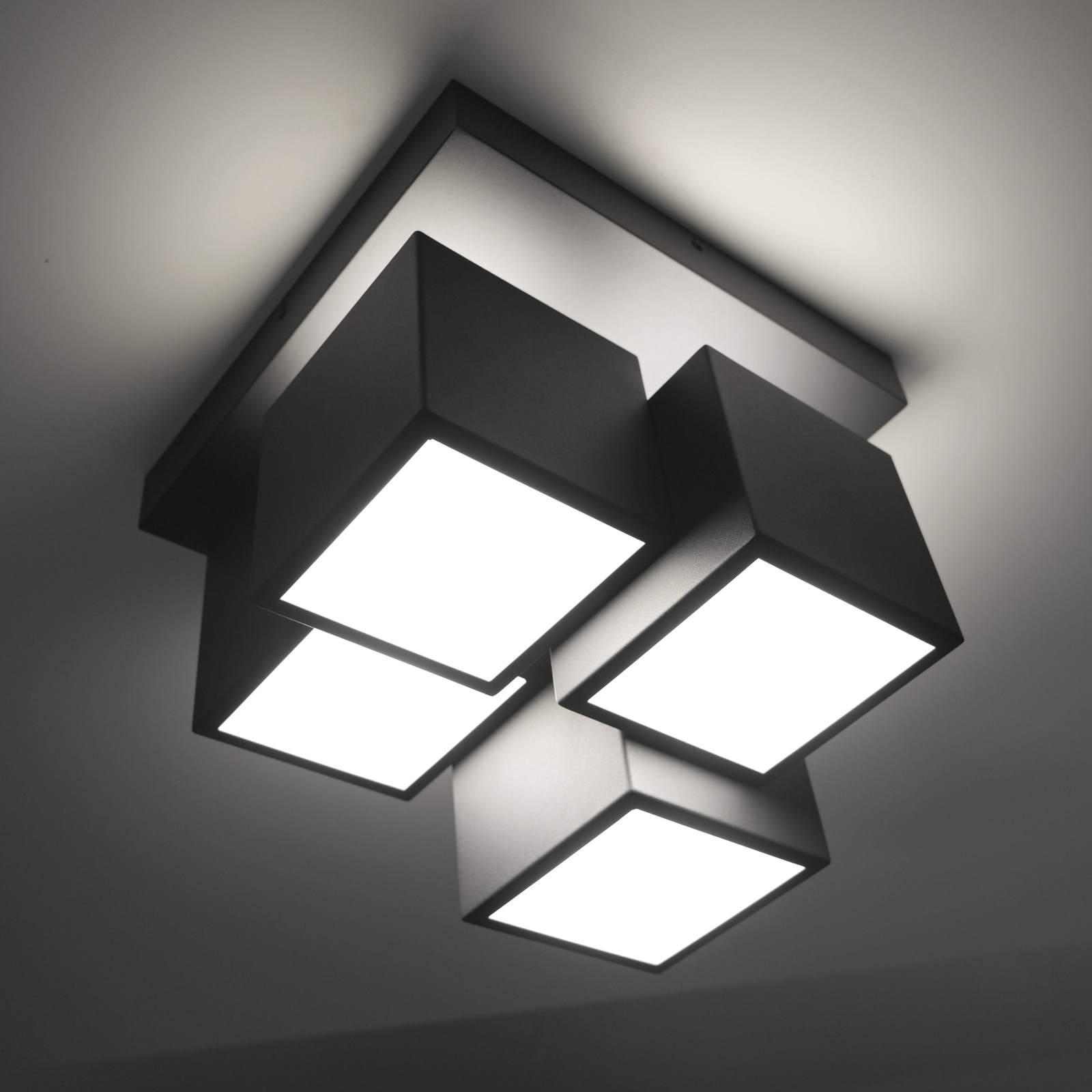 JUST LIGHT. Φωτιστικό οροφής LED Tetris, σίδερο, 3000 K, μαύρο