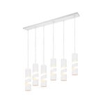 Stream pendant light, white Length 100 cm 6-bulb metal GU10