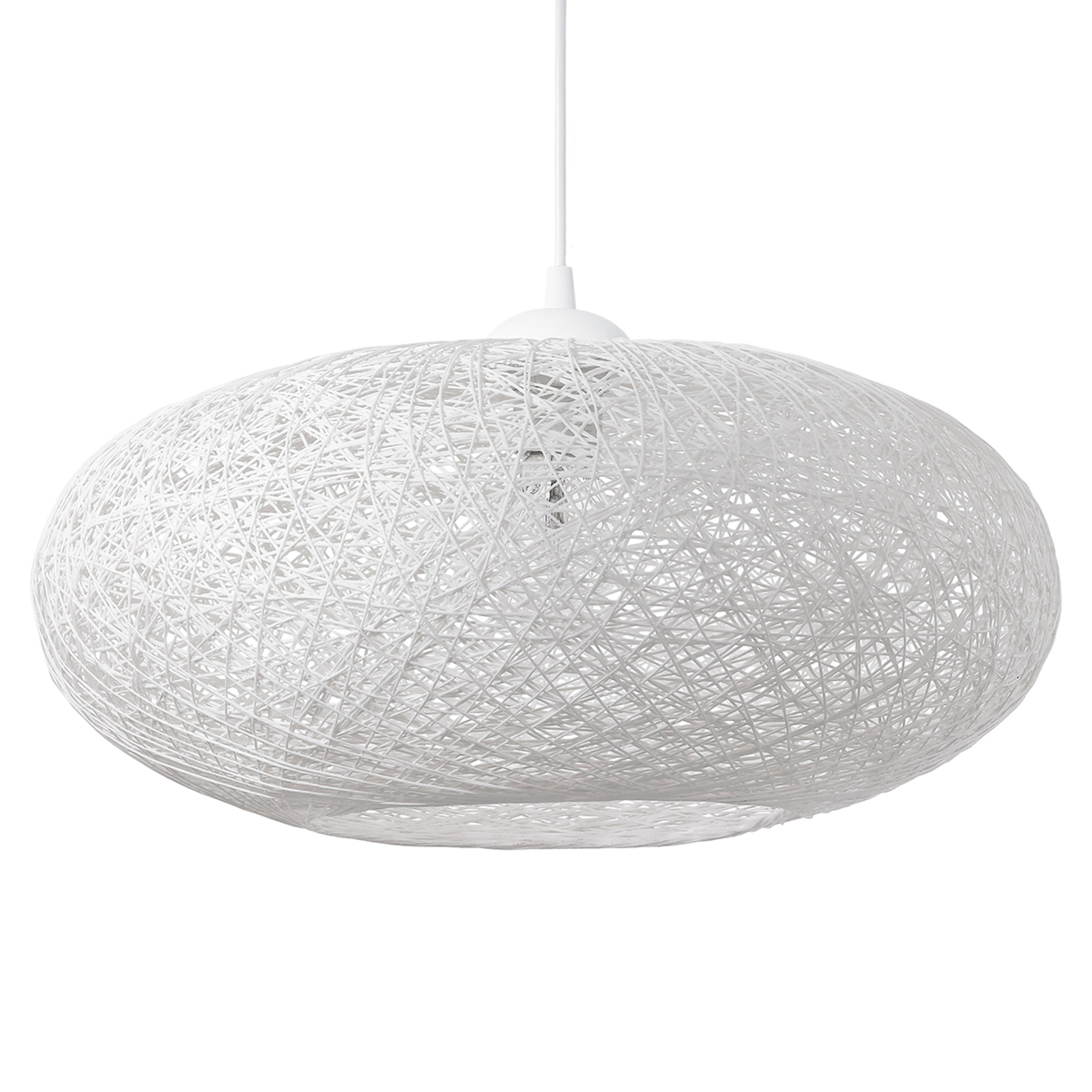 Textilná závesná lampa Campilo v bielej