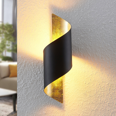 Lindby Chenotara Wandlampe in Schwarz und Gold