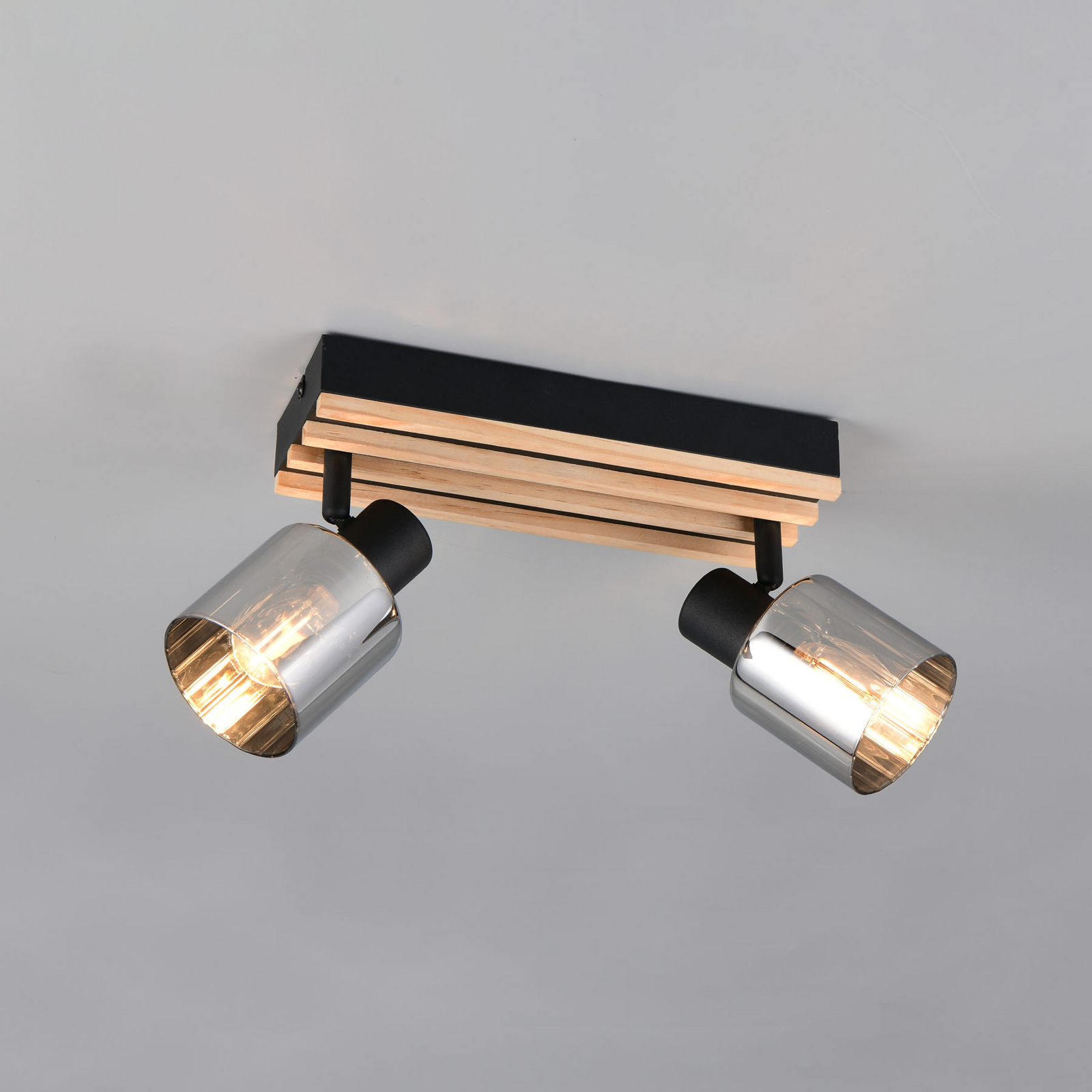 Svetilka Travia, dolžina 39 cm, 2-plamenska, črna/dimno siva