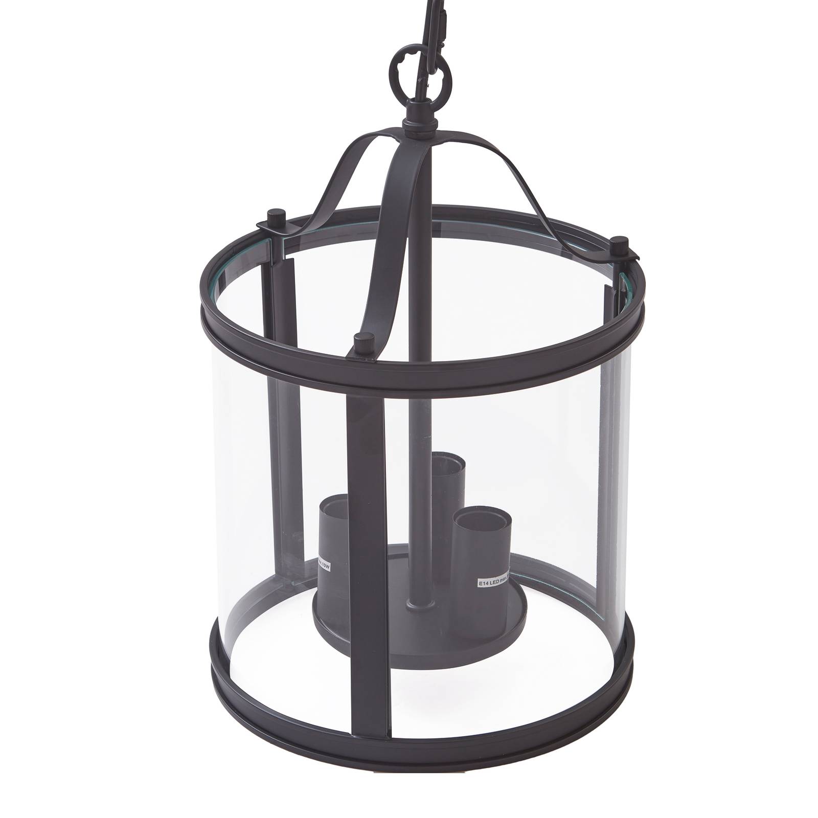 Lampa wisząca Lucande Eryk, Ø 23 cm, czarna, szkło, 3-punktowa