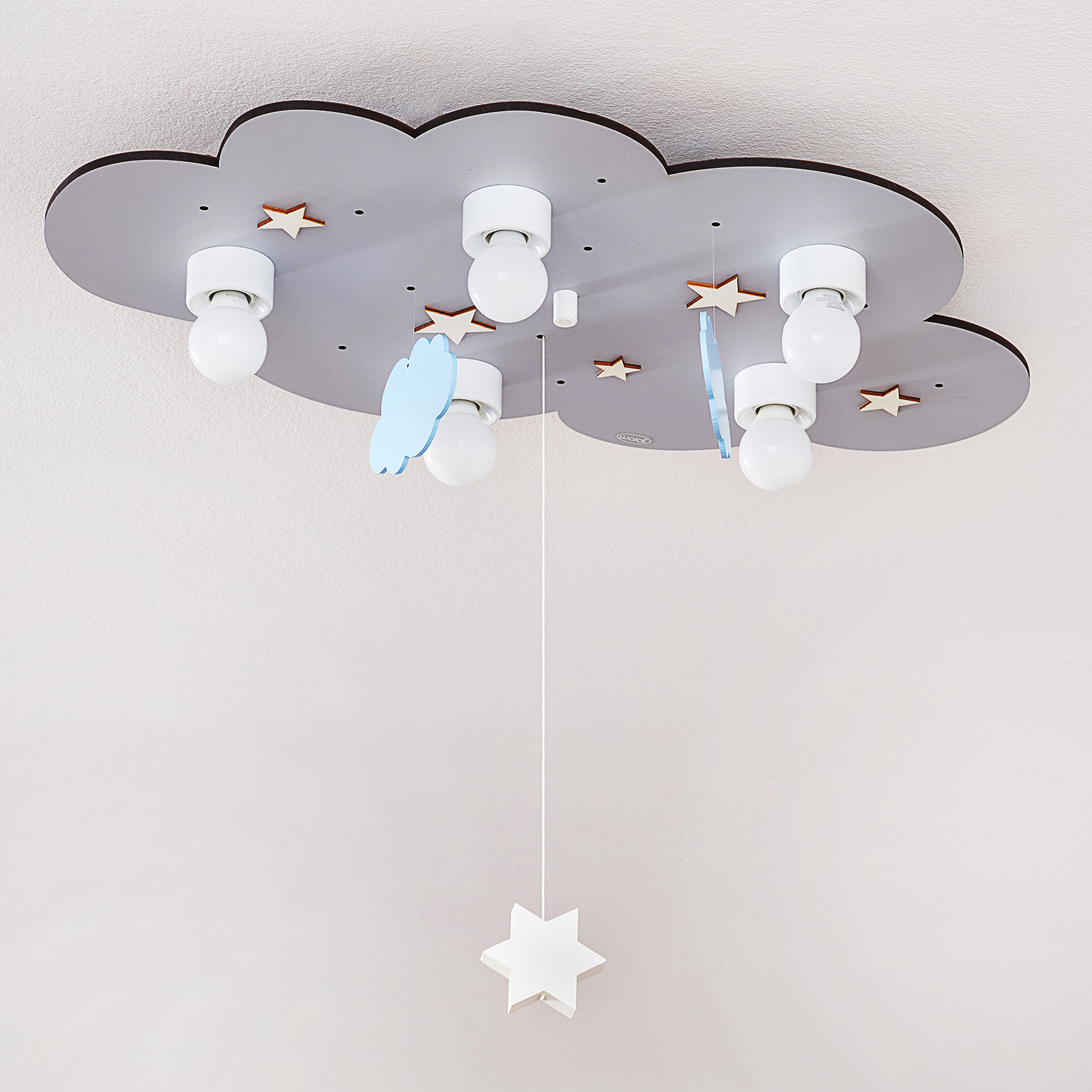 Lubų šviestuvas "Cloud", penkių lempučių, pakabinamas dekoras, pilkas