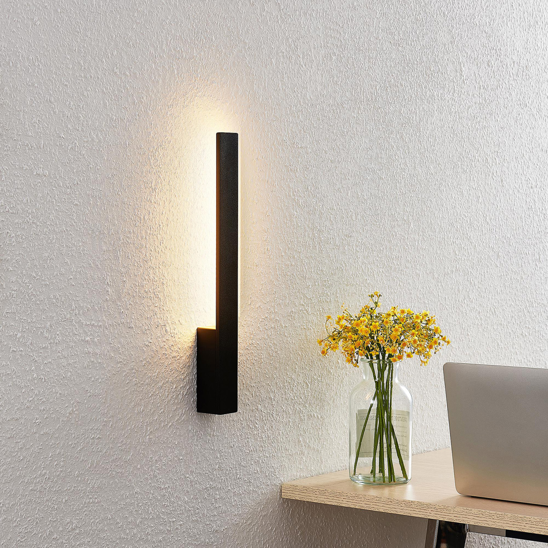 Arcchio Thiago LED wall light black, for Hallway, aluminium, 2.1 W, energy efficiency: A+, W: 4.4 cm, H: 42.5 cm