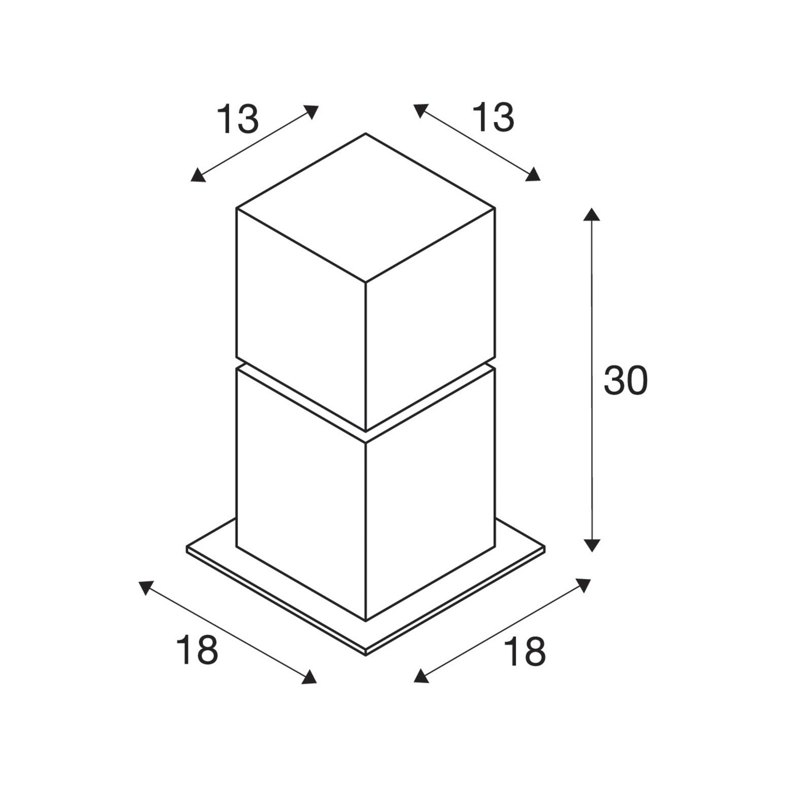 SLV Lampă cu soclu Square Pole, înălțime 30 cm, gri, oțel inoxidabil