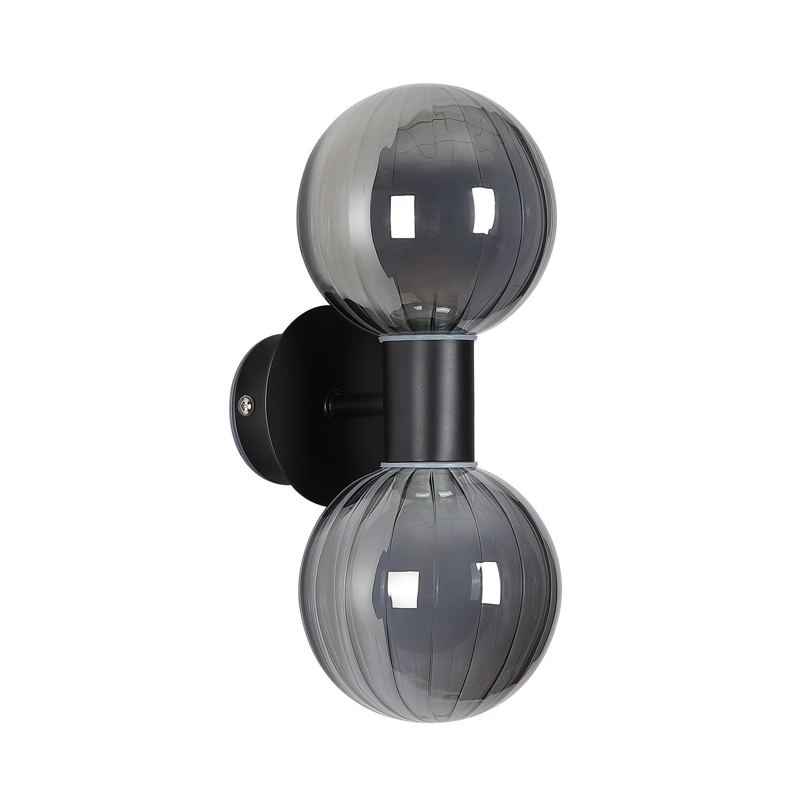 Aplique para baño Lumisphere, negro/gris humo, altura 28 cm, 2 luces.