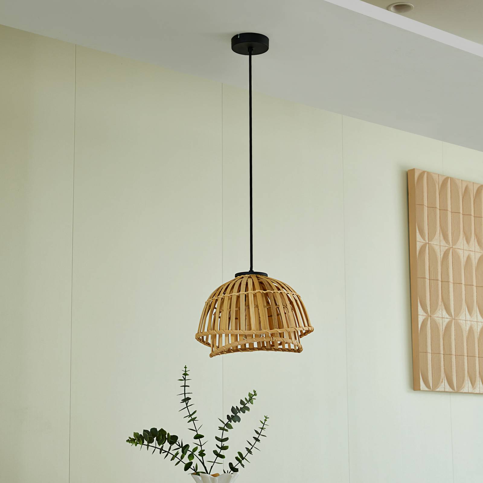 Lindby Dabila hængelampe, bambus, Ø 30 cm