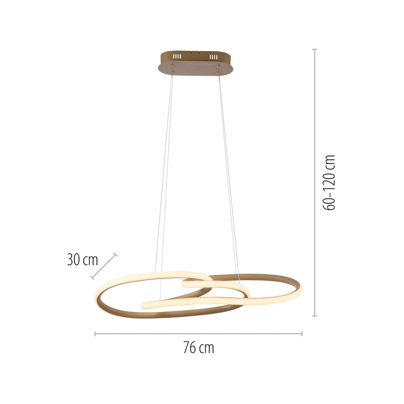  Paul Neuhaus Led-hängeleuchte Twist, Beige, Länge 76 Cm, Metall Switchdim 