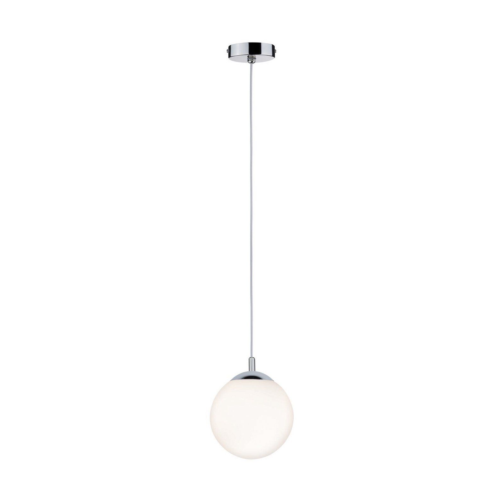 Suspension Paulmann Globe, blanc satiné/chrome Ø 20 cm IP44