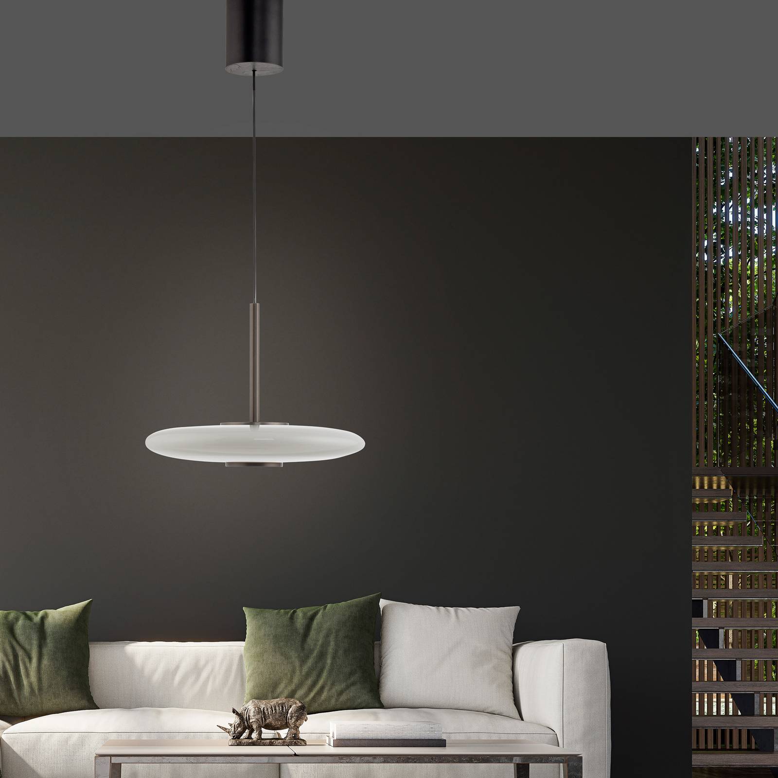 Lampa wisząca PURE LED E-Vitrum, brąz/opal, szkło/aluminium CCT