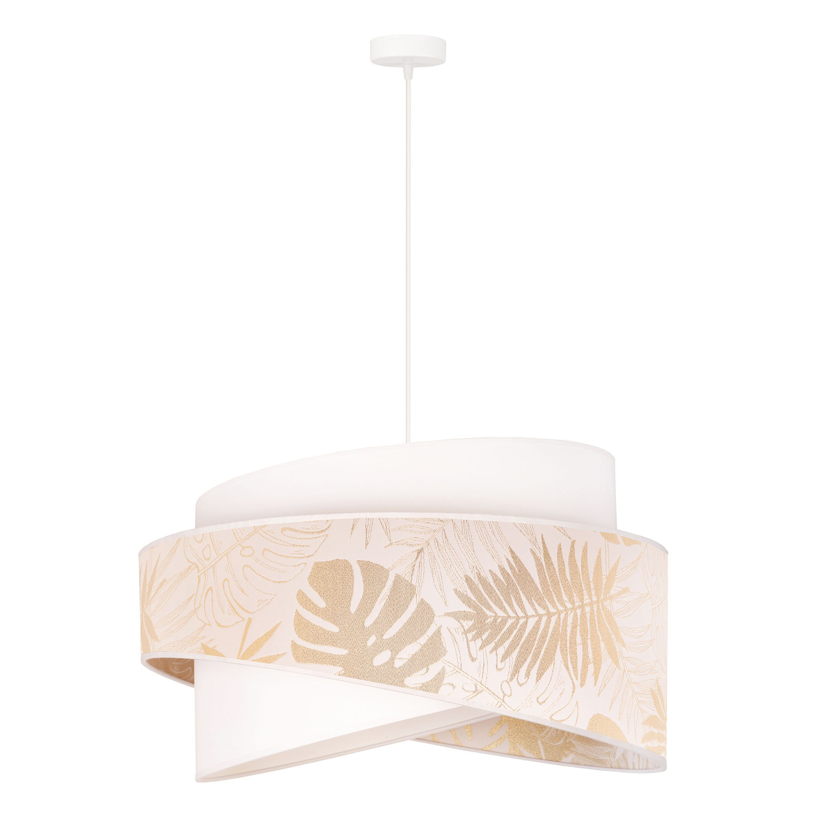 Lampa wisząca Brooklyn, biała, wzór w złote liście