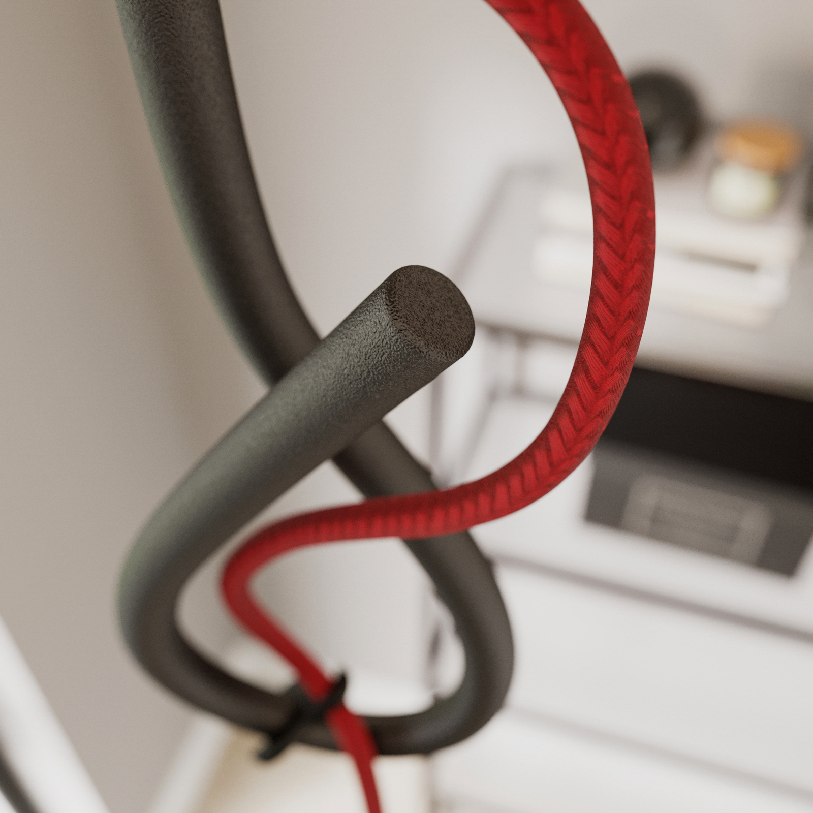 Lucande Jorna suspension, à 1 lampe, câble rouge