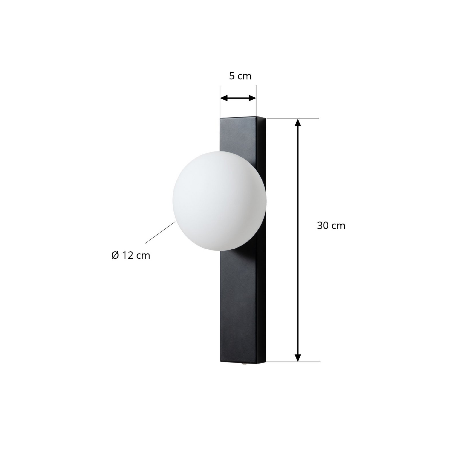 Lindby Wandleuchte Tavrik, schwarz/weiß, Höhe 30 cm, Glas