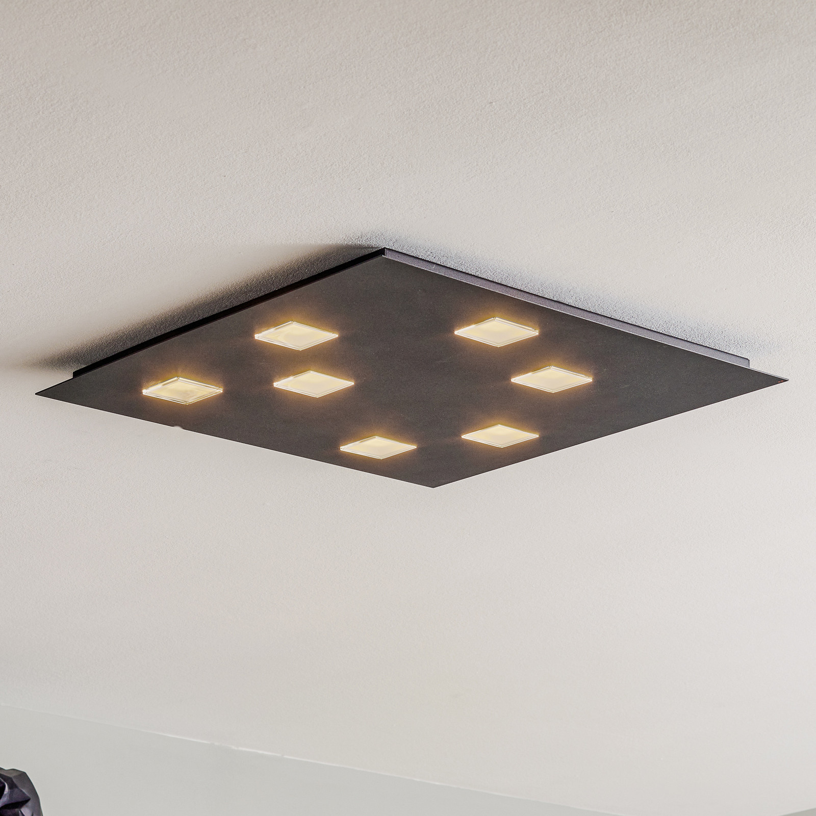 Fabbian Quarter - plafonieră neagră LED 7 becuri - Camera de zi / sufragerie - design - negru alb - Metal