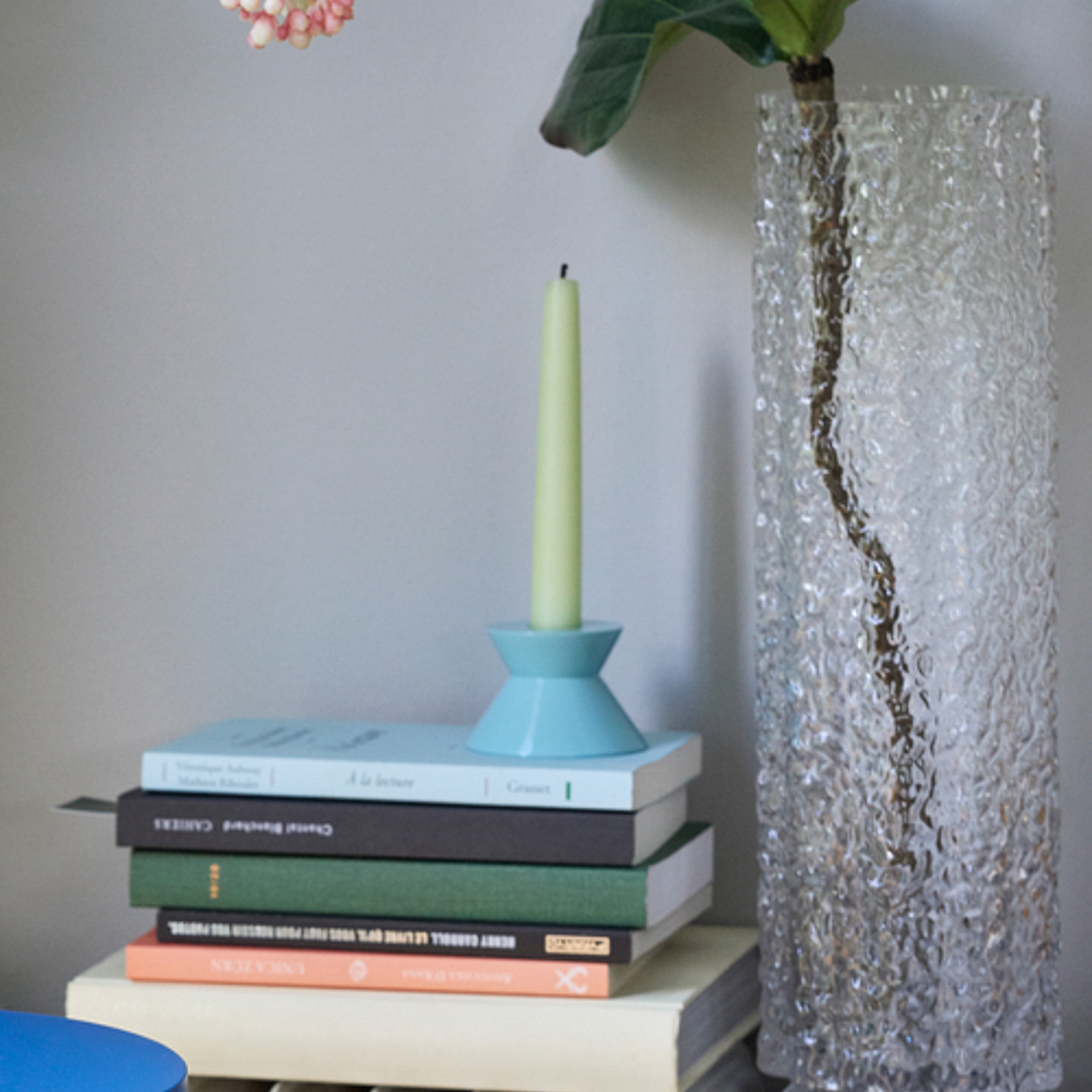 Portavelas doble azul, Ø 8 cm - Hübsch