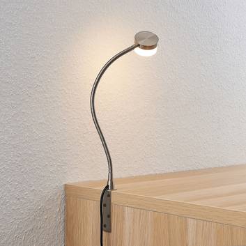 Lindby Gentjana LED-bordlampe, satinert nikkel