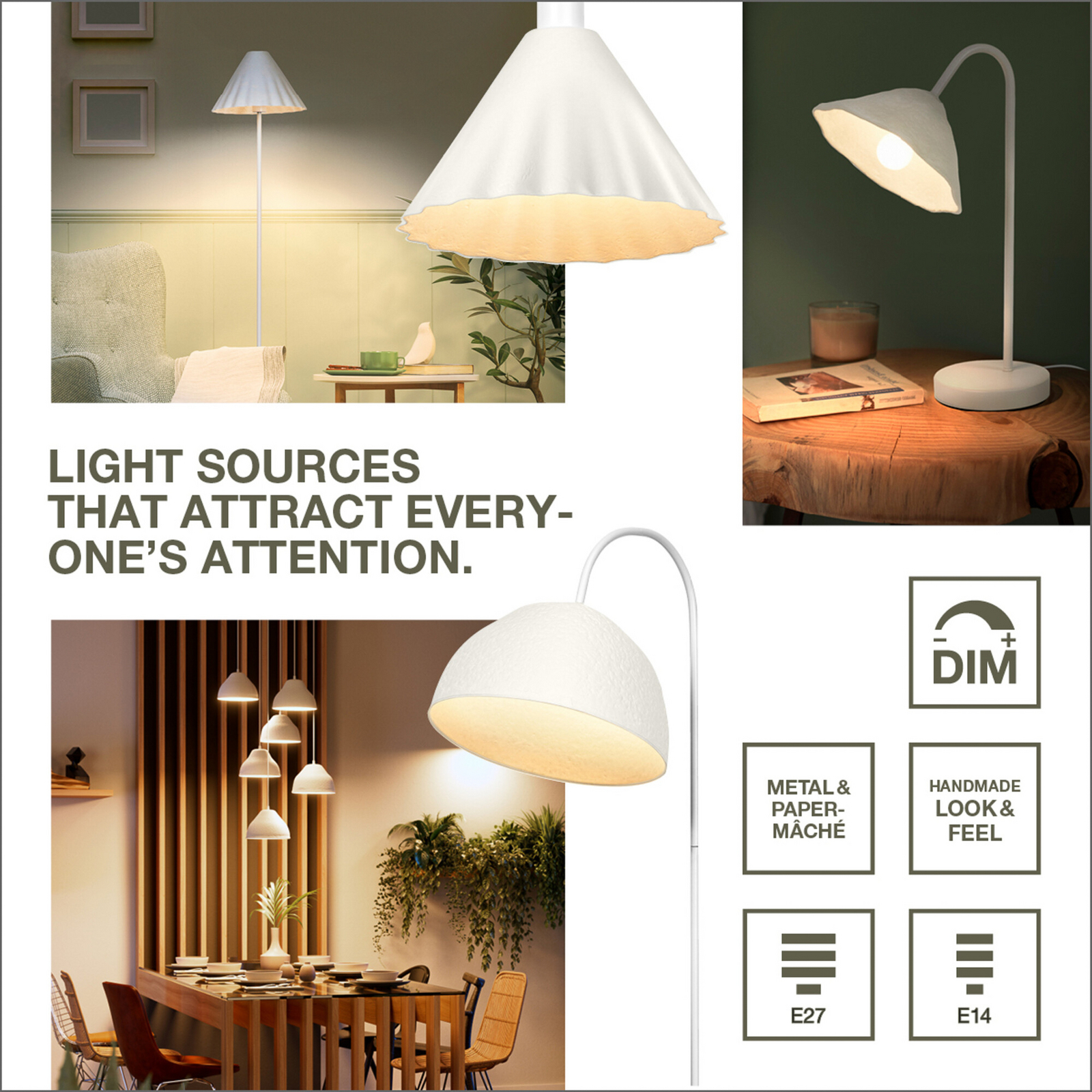 Lampada a sospensione OSRAM Decor Lotus Leaf, a 1 luce, bianca, carta, E27