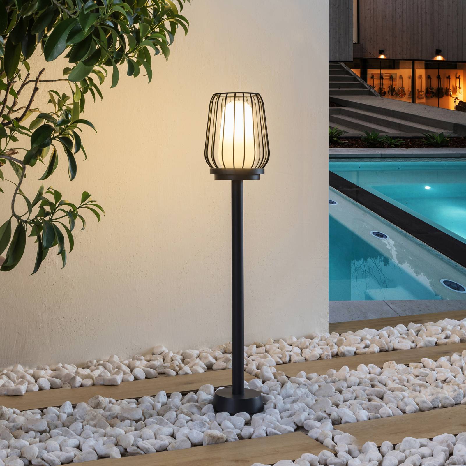 Lucande Borne lumineuse Chandan 80 cm noir aluminium