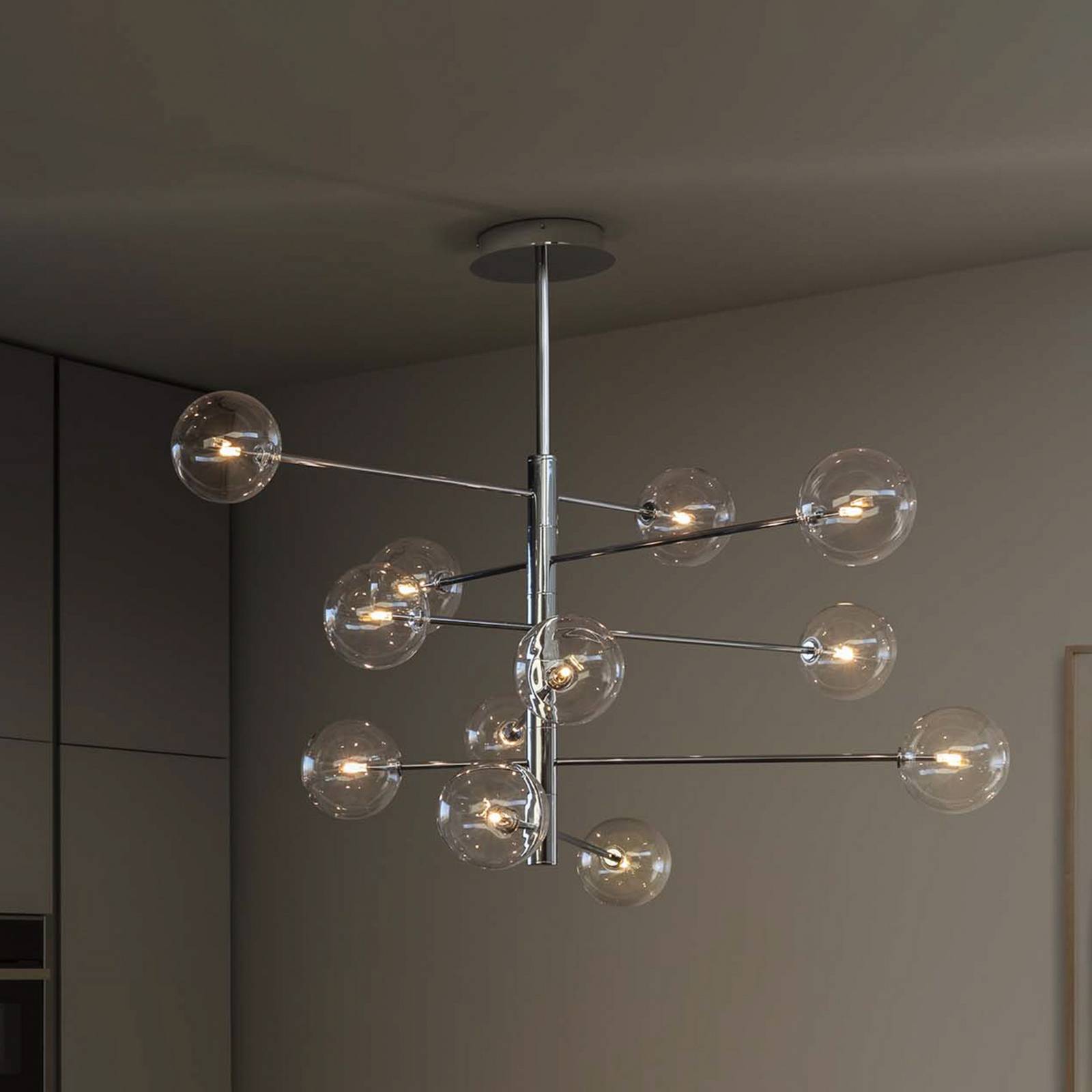 Żyrandol IDEAL LUX Equinoxe, chrom/bezbarwna, 12-punktowa