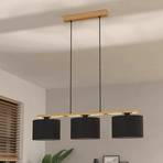 Castralvo hanglamp, lengte 97,5 cm, zwart, 3-lamps, stof