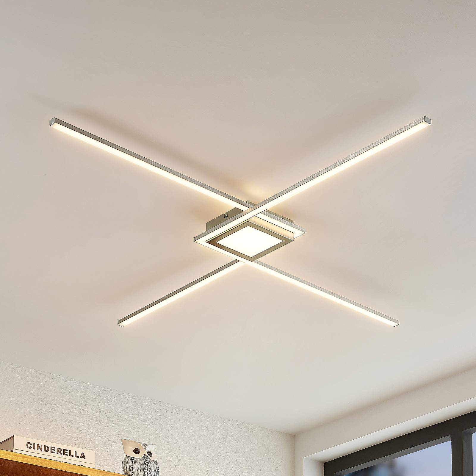 Lindby Ridia LED plafondlamp, nikkel