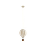 Lampada a sospensione per bambini Aeris, Ø 35 cm, tessuto/rattan, beige, E27 -