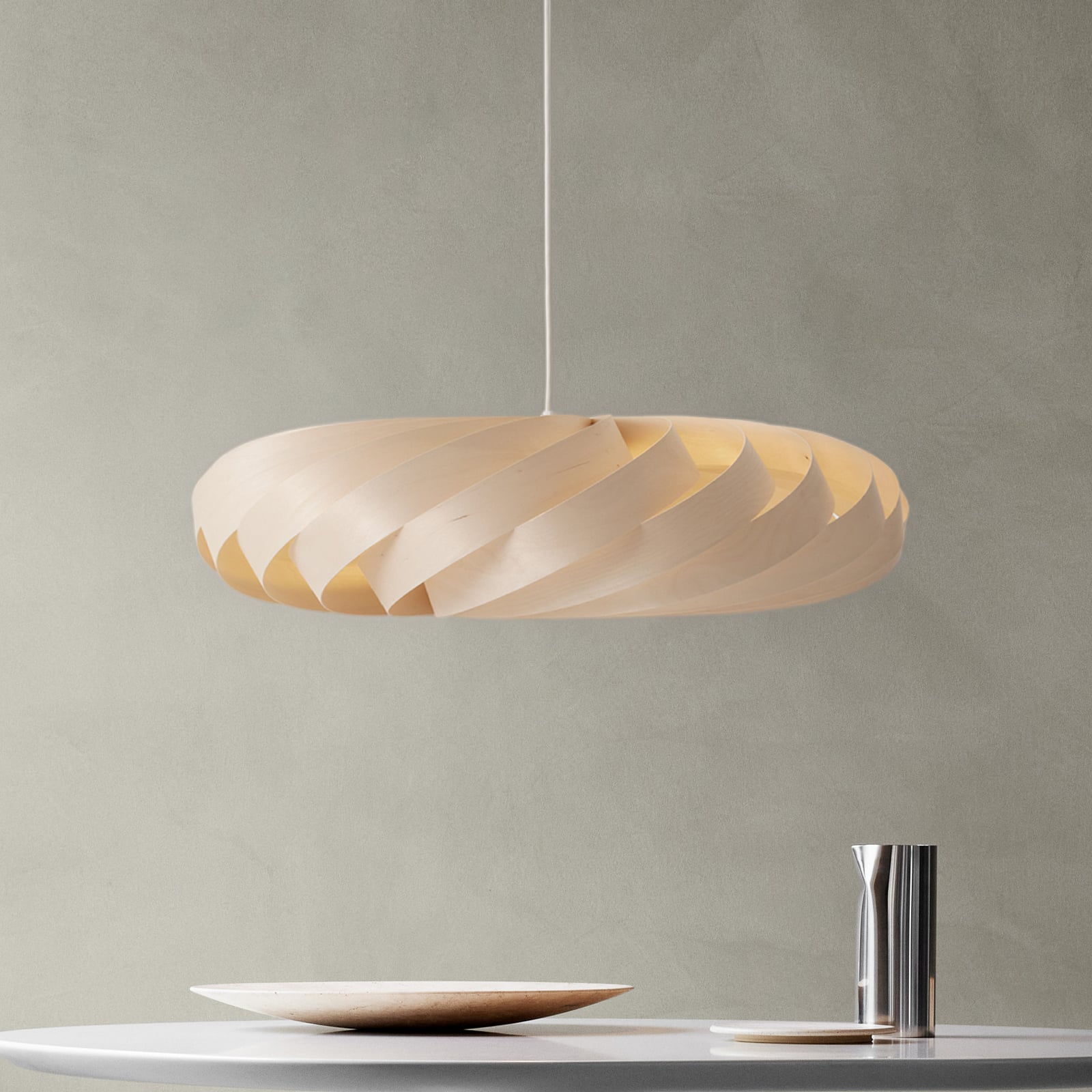 Lampada a sospensione Tom Rossau TR5, Ø 80 cm, colore naturale, legno di betulla