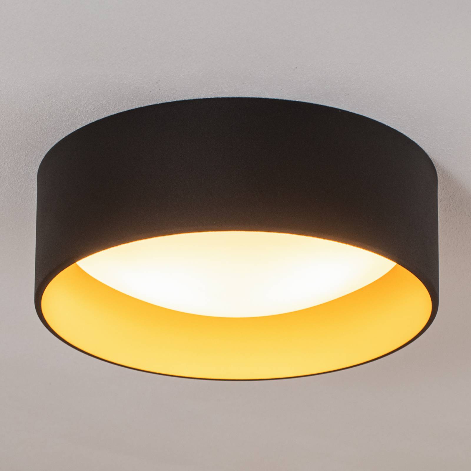 Deckenlampe Riu, schwarz/gold, Stahl, Ø 35 cm günstig online kaufen