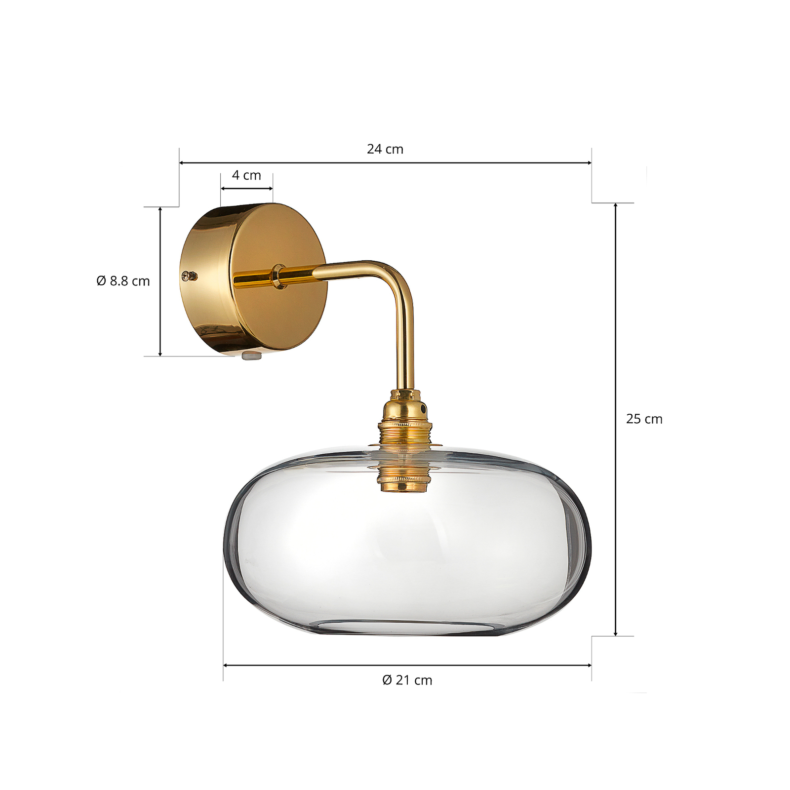 EBB &amp; FLOW Horizon wandlamp goud/helder Ø 21 cm