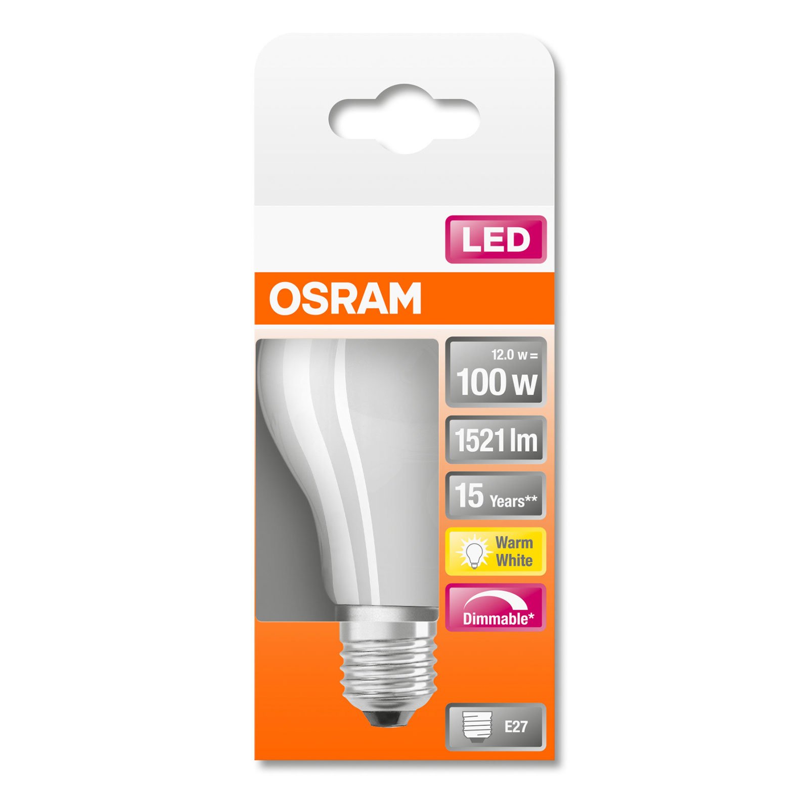 OSRAM LED-pære E27 Superstar 11W matt 2°700 K