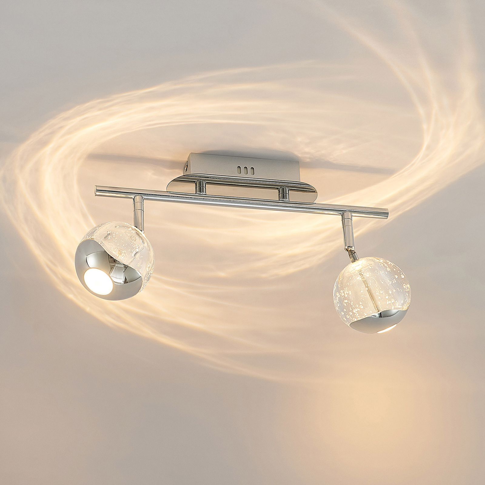 Lucande Kilio LED plafondspot, 2-lamps, chroom