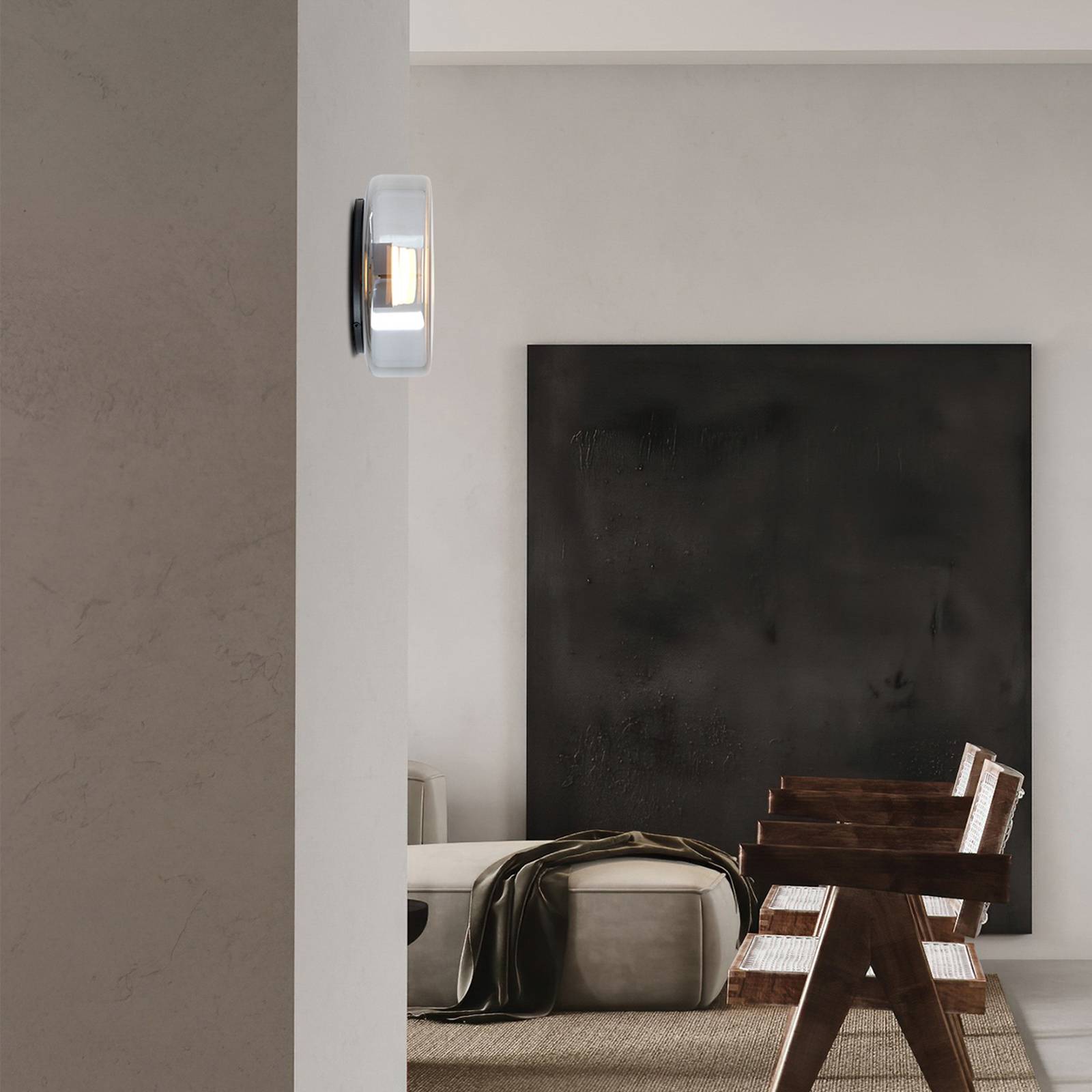 Lampa sufitowa Titania, dymnoszara/czarna, szkło, Ø 25 cm