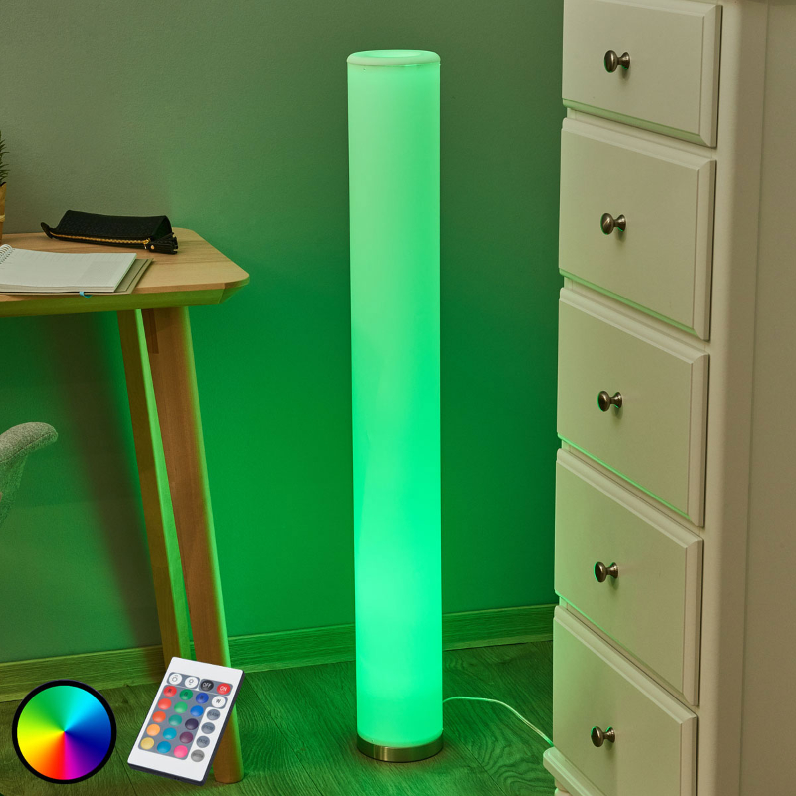 Lindby Colourful LED floor lamp Mirella, RGB, for Living / Dining Room, plastic, metal, GU10, 3 W, energy efficiency: A, H: 103 cm