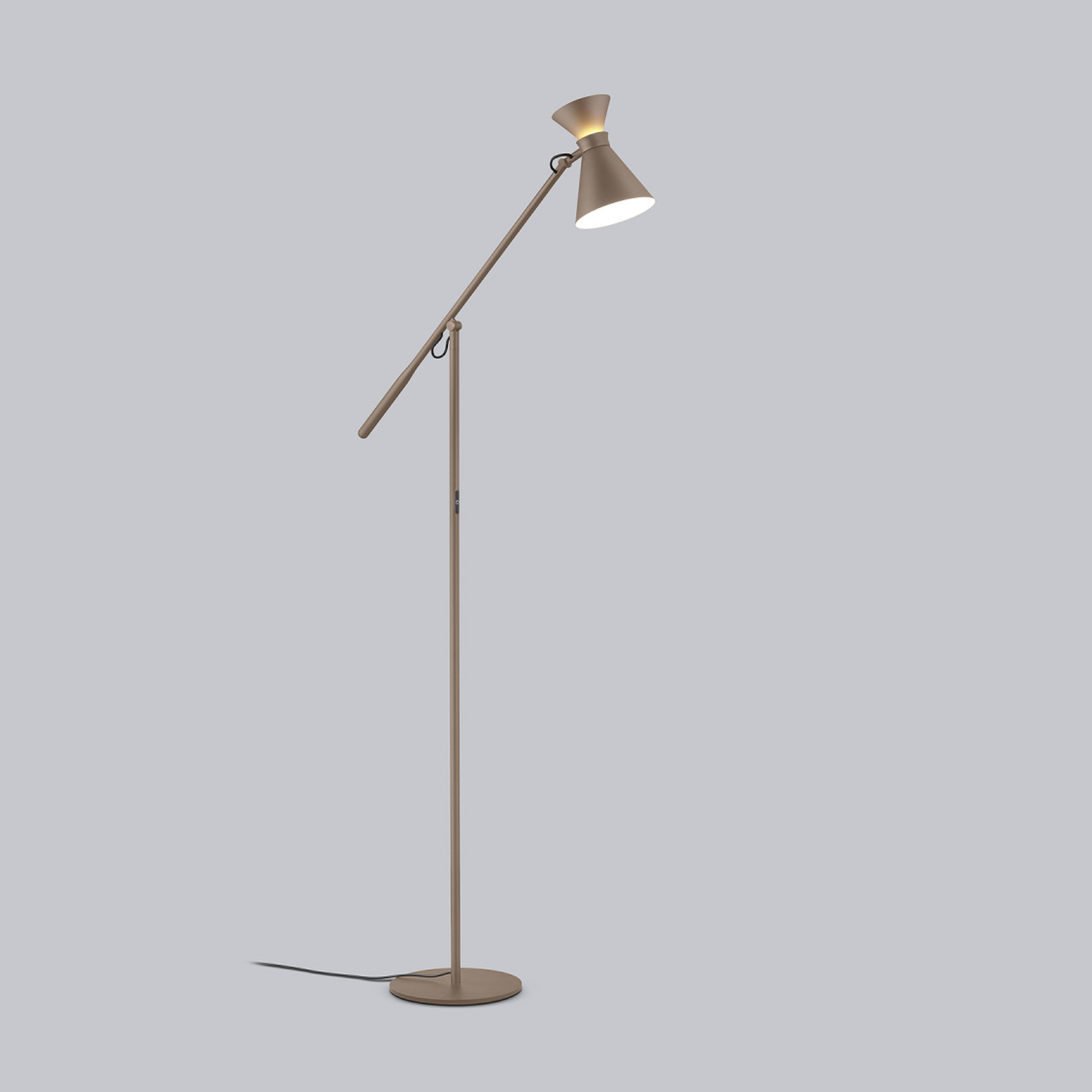 Lampa stojąca LED Helestra LUK, brązowa, ściemniany, regulowana wysokość