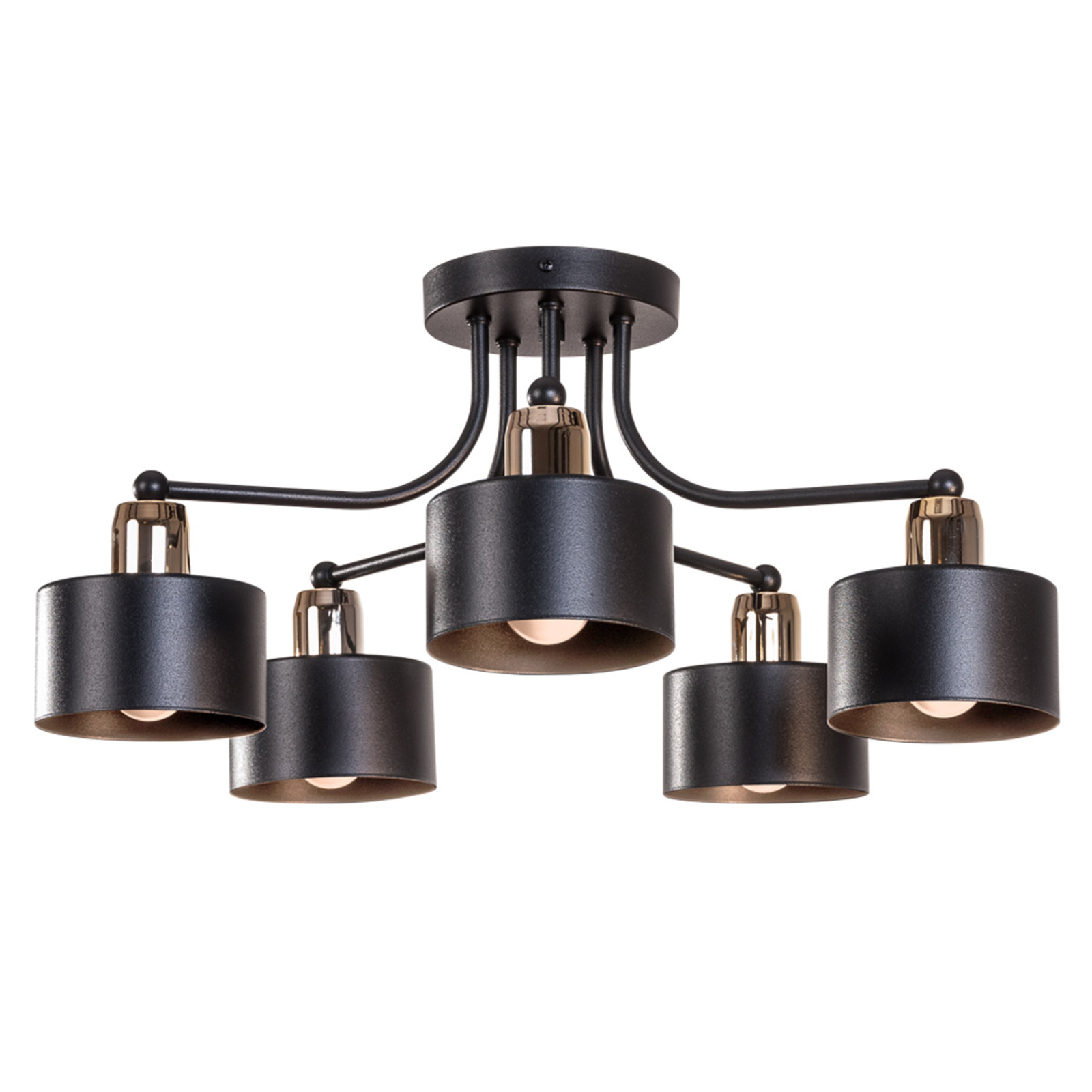 Plafonnier Helix, noir, à cinq lampes