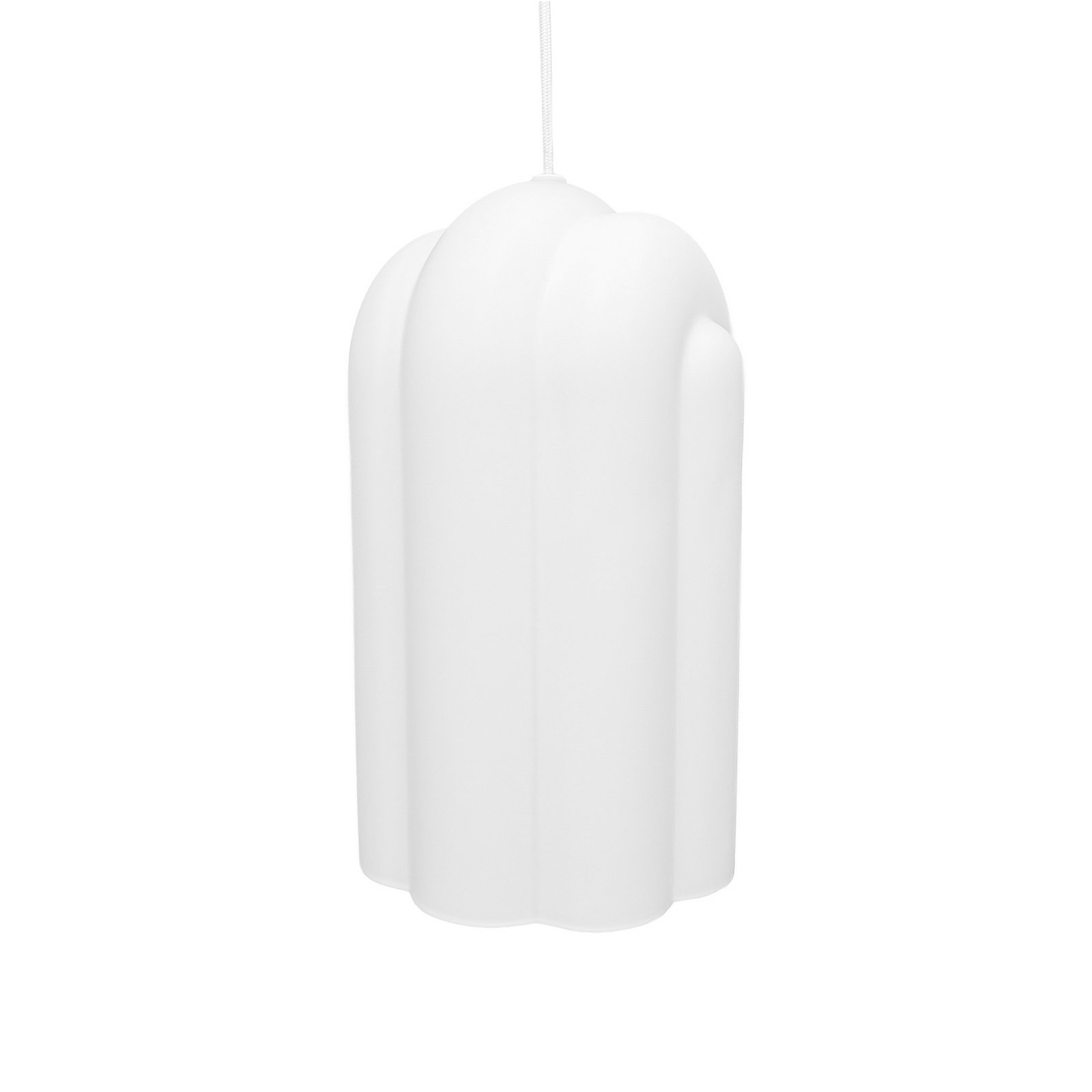 Candeeiro suspenso Lucande Lunja, branco, vidro, 1 lâmpada, E27 Candeeiro suspenso Lucande Lunja, branco, vidro, 1 lâmpada, E27