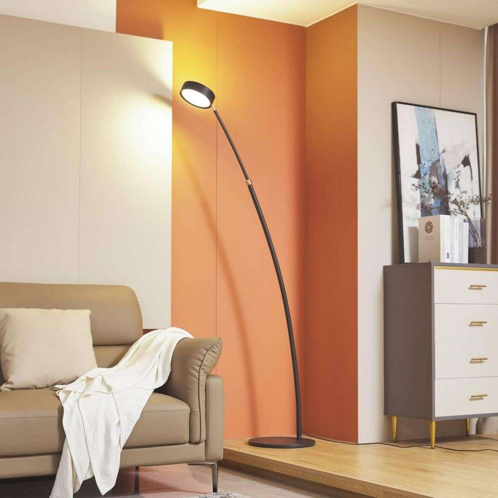 Boga LED Vloerlamp Zwart - Lucande
