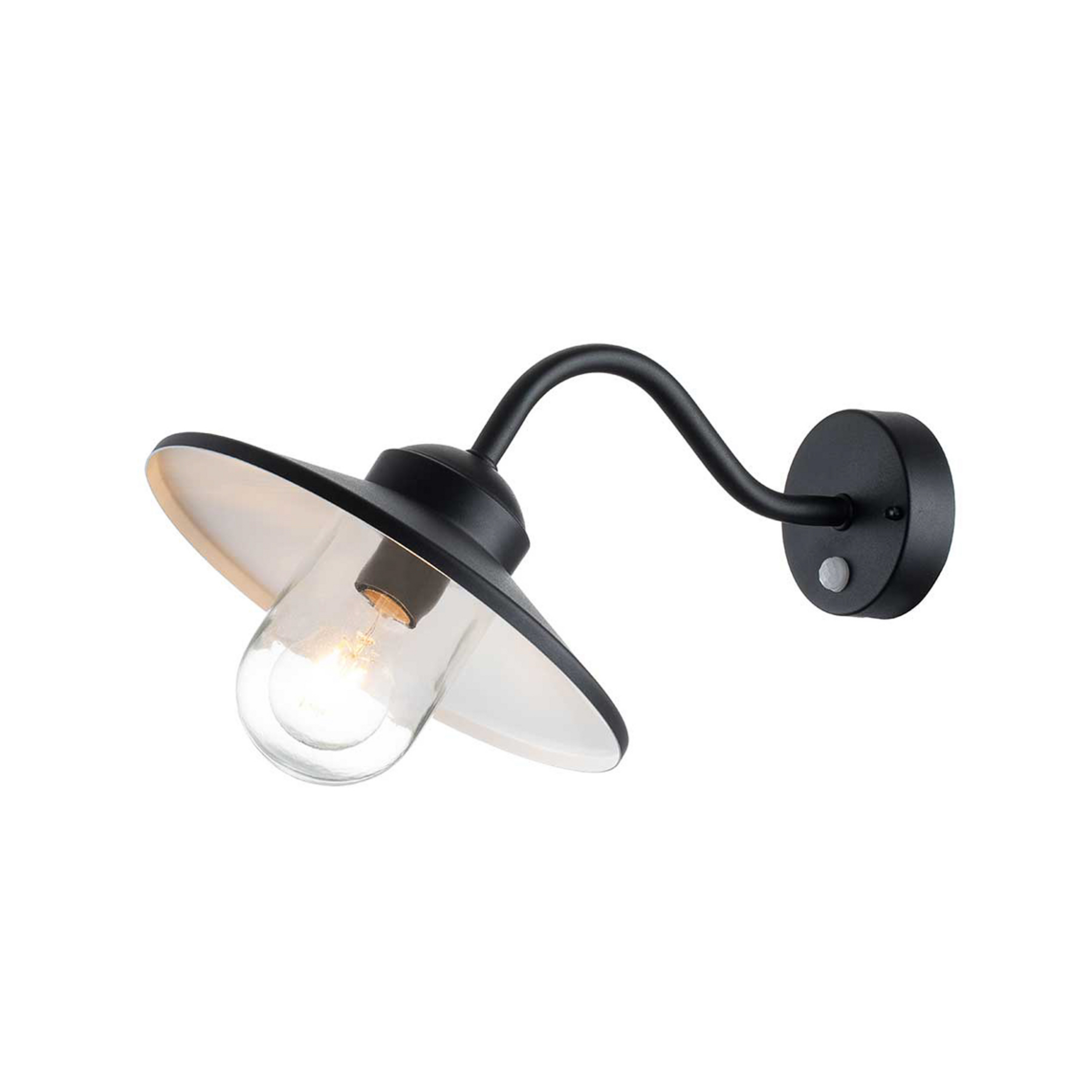 Klampenborg outdoor wall lamp, black, sensor, IP44 - Elstead