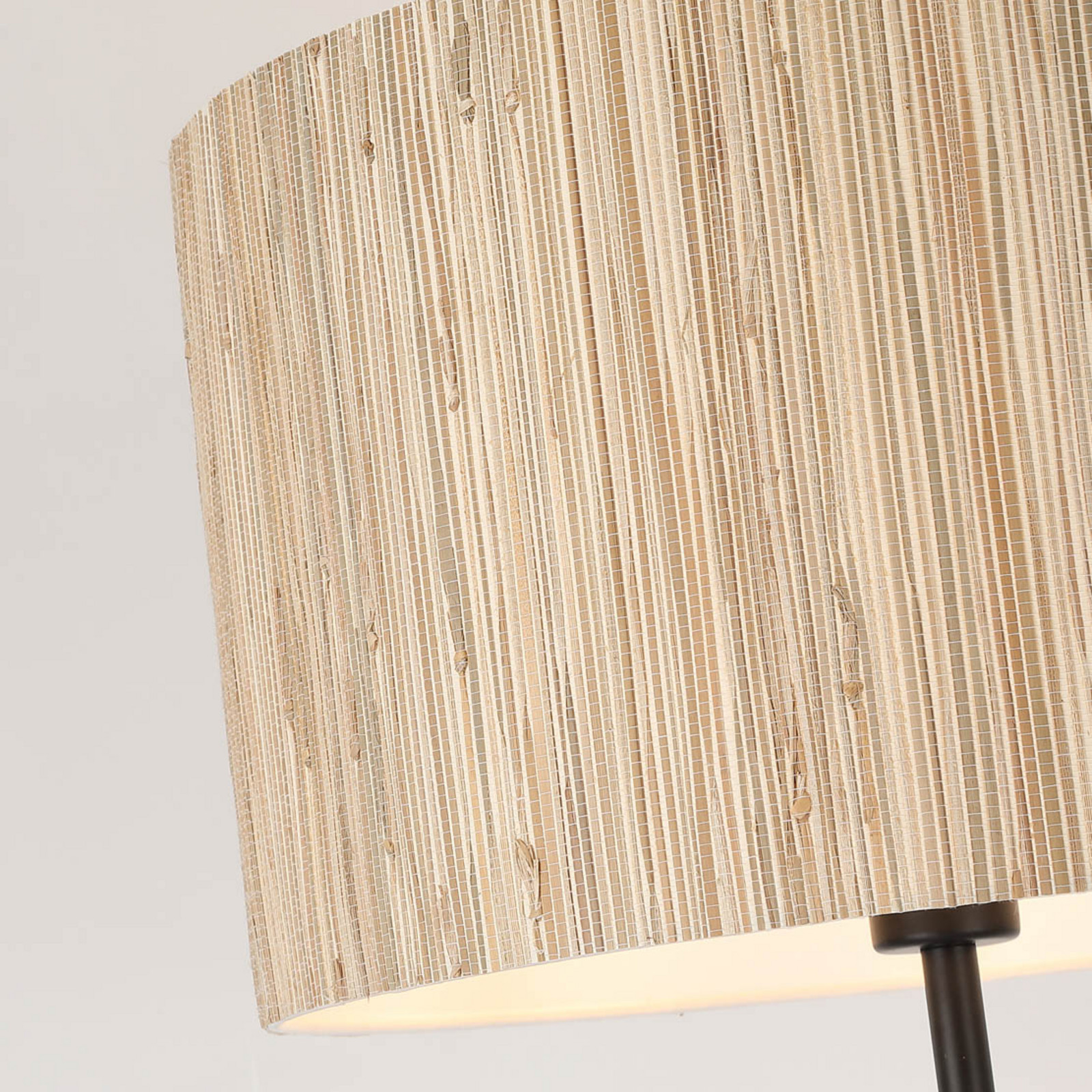 Searchlight Meadow lampadar negru maro fibre naturale oțel - Camera de zi / sufragerie - maro deschis negru - Metal