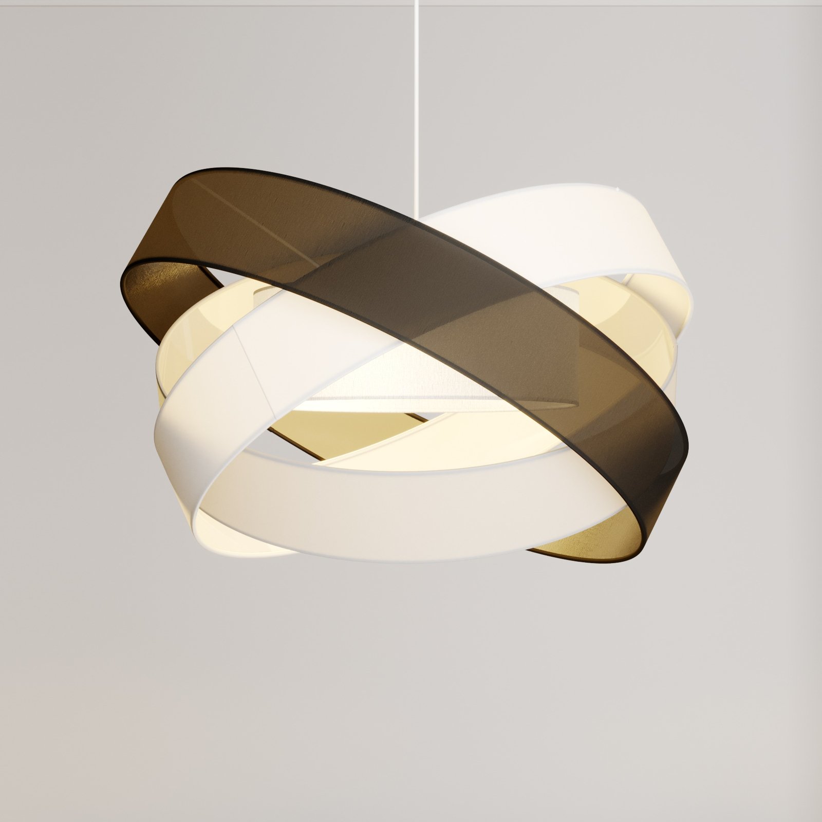 Lindby Simaria pendant light, black/grey/white, for Living / Dining Room, fabric, metal, E27, 40 W, energy efficiency: A++, H: 47.6 cm