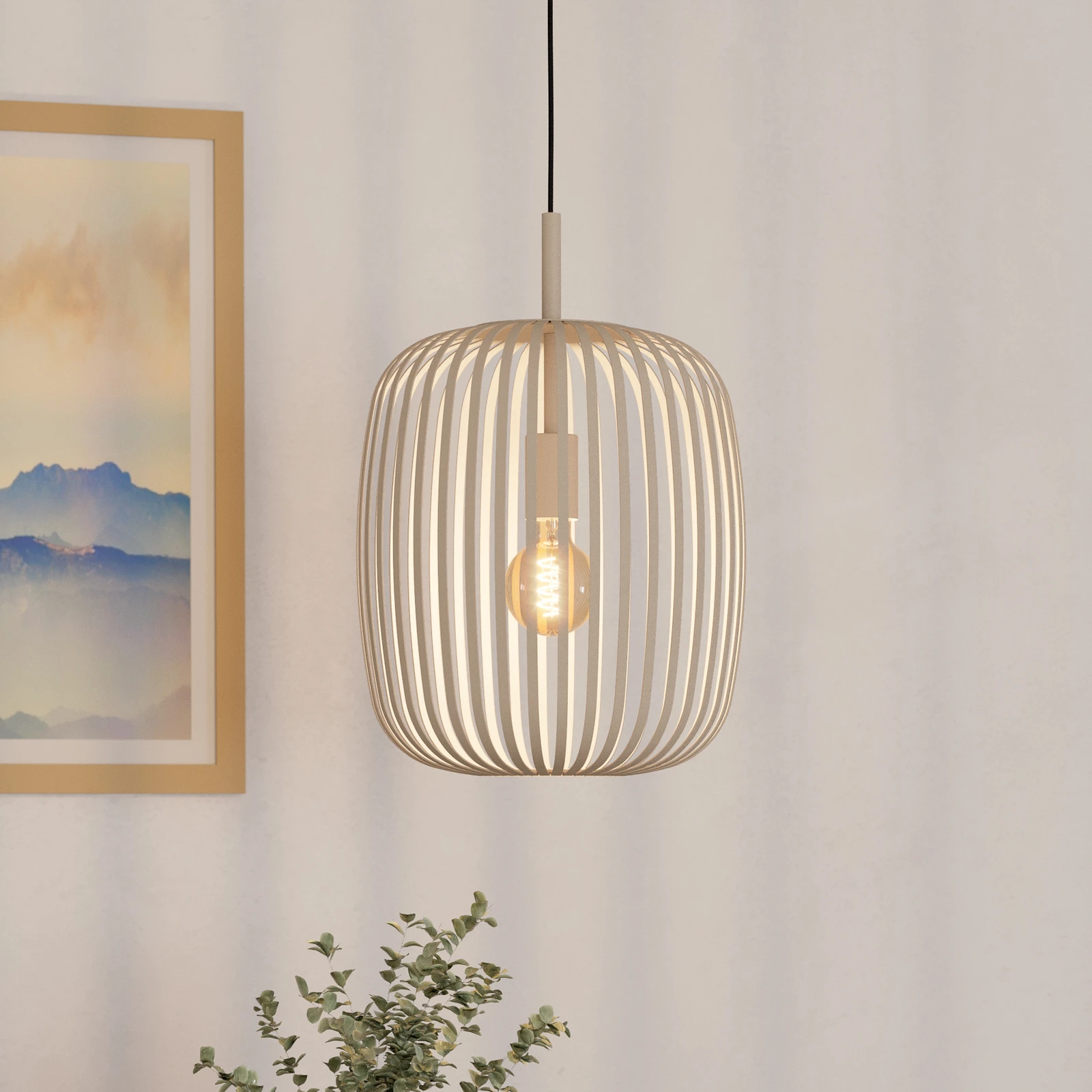 Hängeleuchte Romazzina, beige, Ø 33 cm, Metall, E27