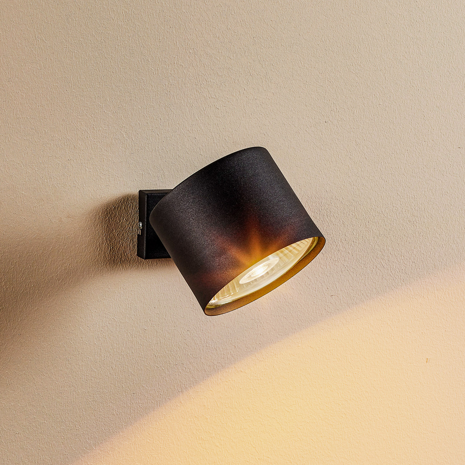 Vegglampe Bot, svart, bevegelig