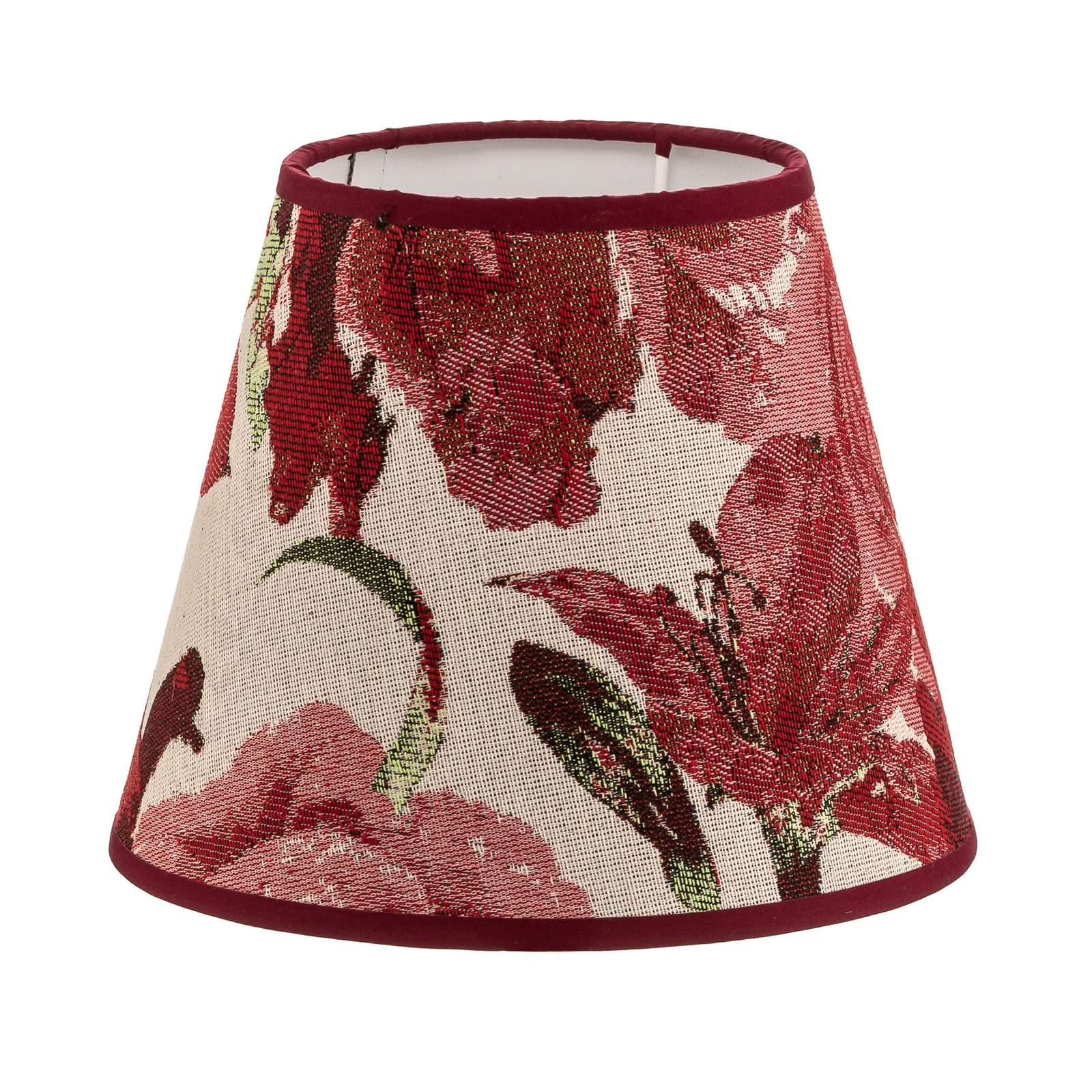 Pantalla Sofia altura 15,5 cm, patrón floral rojo