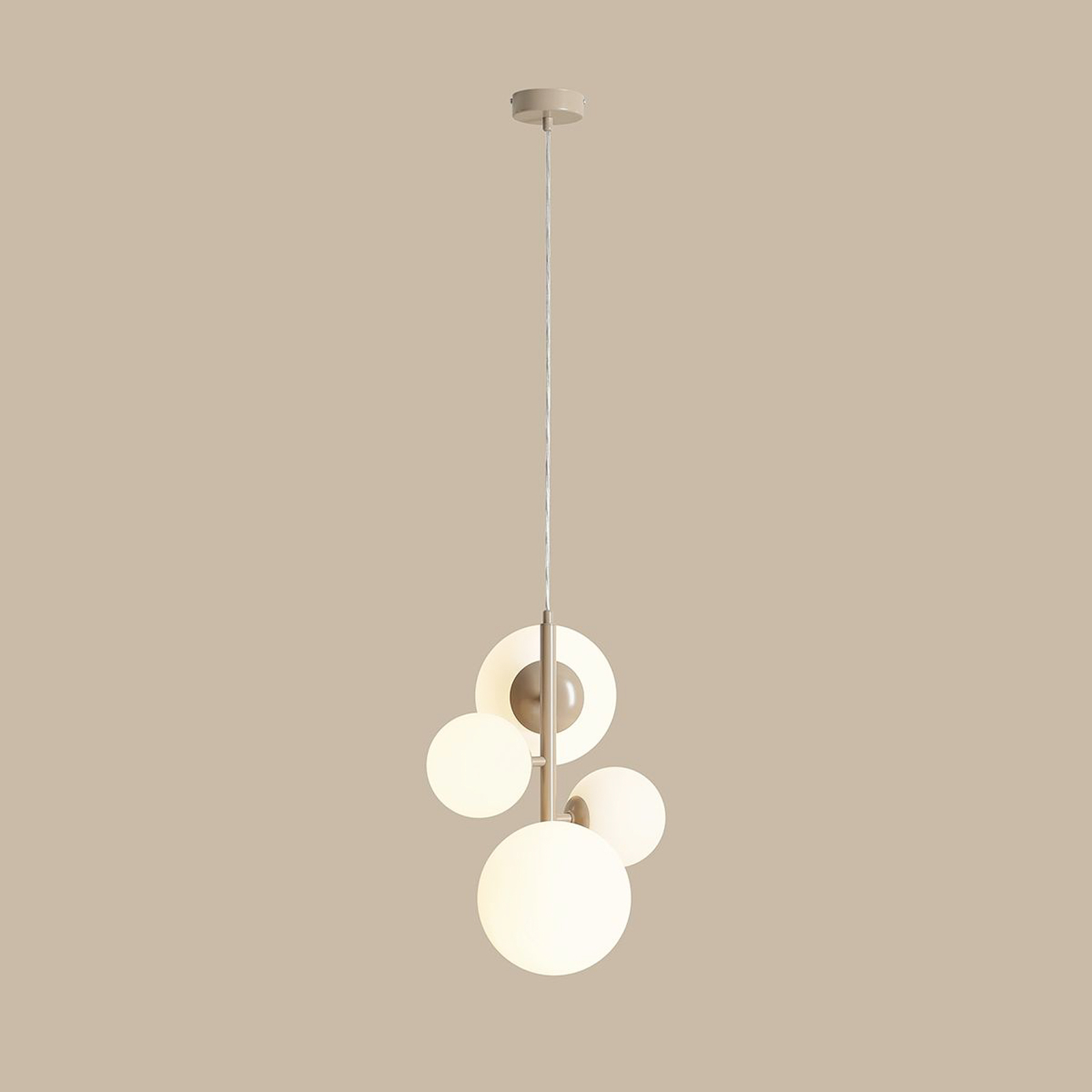 Joel pendant light, beige/white, 4-bulb