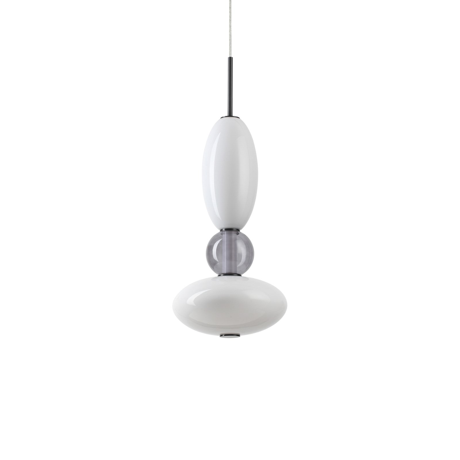 Luminária pendente LED Ideal Lux Lumiere-1, vidro opalino/cinzento
