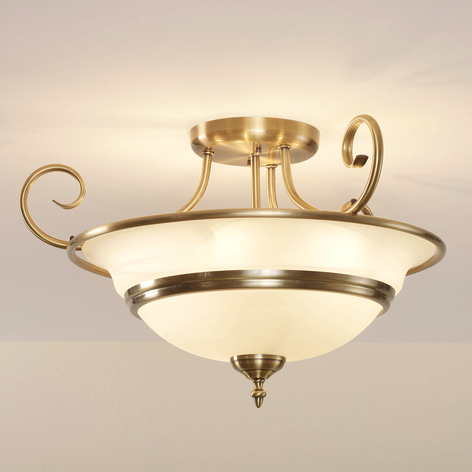 Deckenleuchte Charlet aus Glas, rund, altmessing