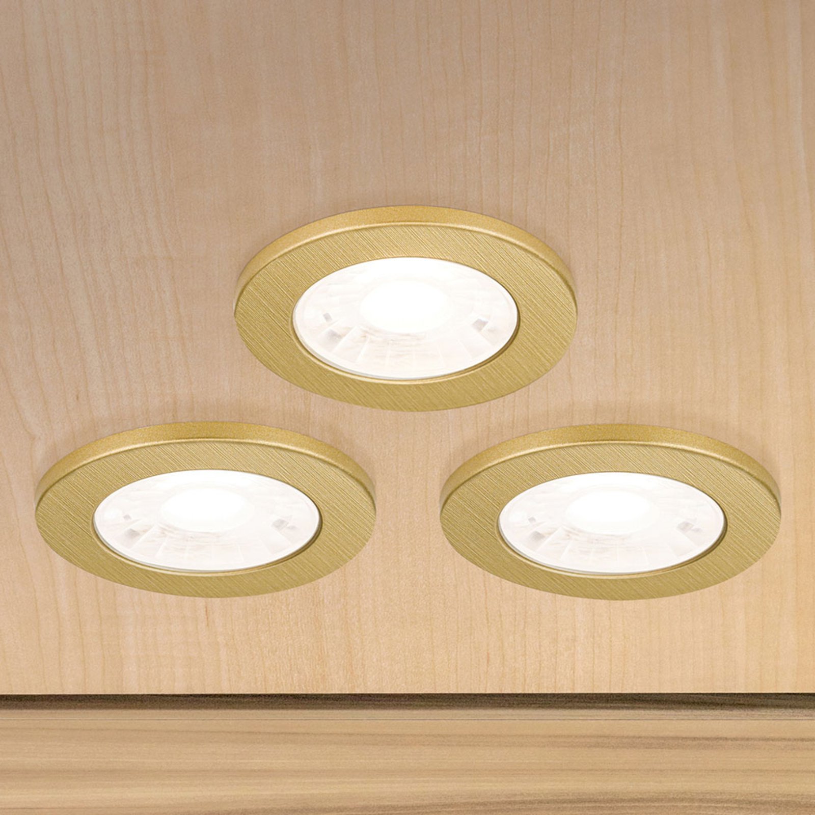 Artist LED furniture spotlight, set of 3, brass