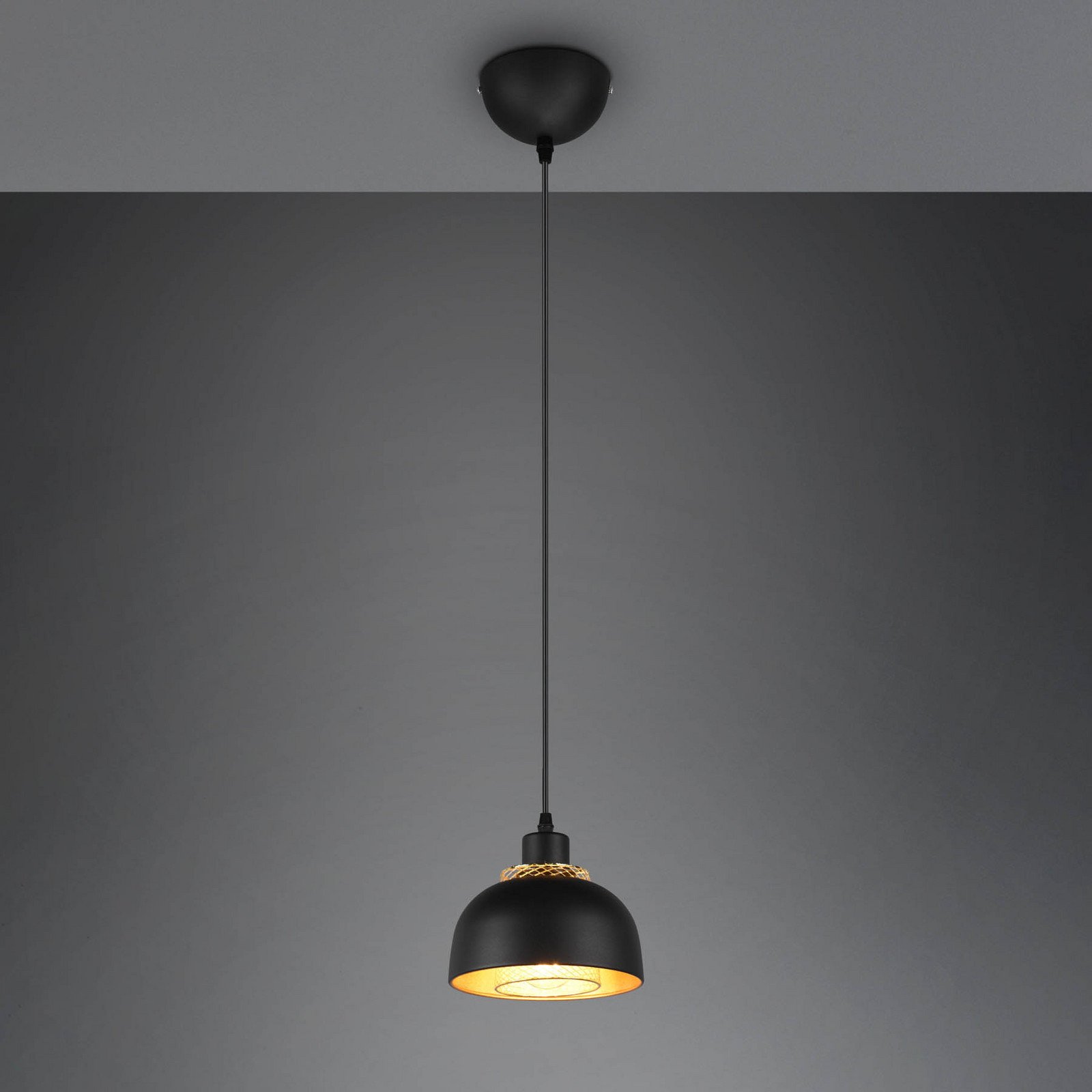Reality Leuchten Suspensie Punch negru/auriu cu o singură lumină Ø 18 cm - Bucătărie - negru auriu - Metal