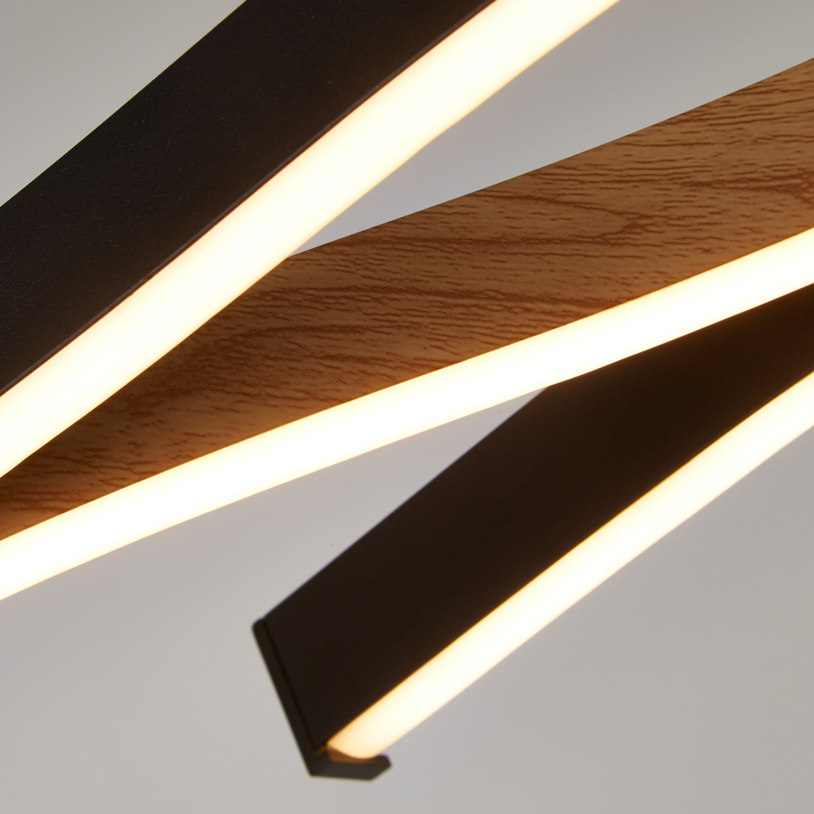 Searchlight Bloom Swirl LED suspendat negru/lemn - Camera de zi / sufragerie - modern - negru satinat - Metal
