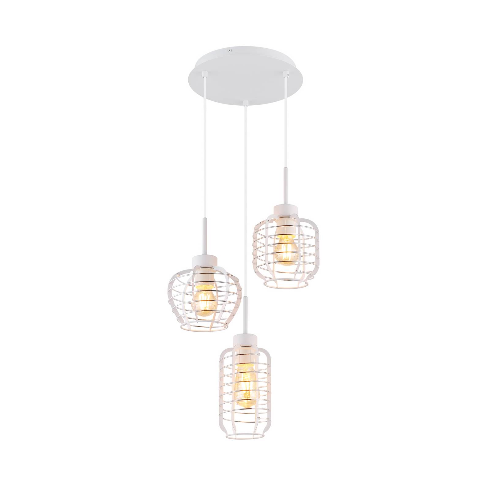 Hängeleuchte Nesa, Ø 37 cm, weiß/chrom, Metall, 3-flg.